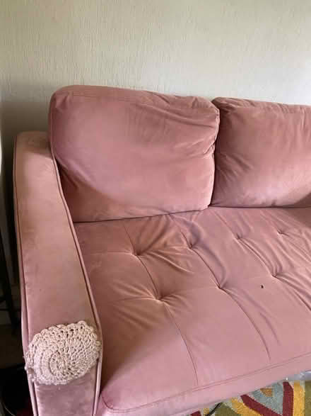 Photo of free Pink velour velvet 2 seater sofa (AL4, St albans) #2