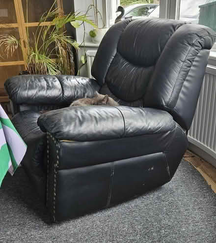 Photo of free Black Leather recliner armchair (LE2 Stoneygate, Leicester.) #2