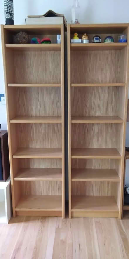 Photo of free Pair of bookshelves for vinyl or (West Seattle (High Point)) #1