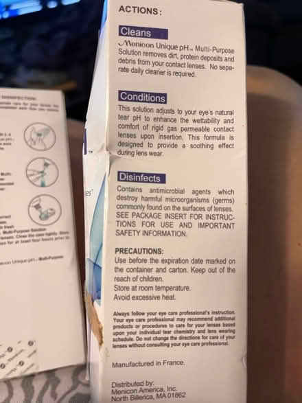Photo of free Exp 2027 Contact lens solution (303 and I 10) #1