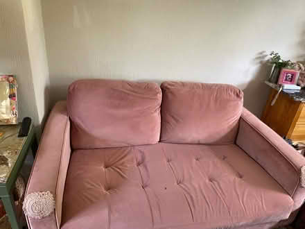 Photo of free Pink velour velvet 2 seater sofa (AL4, St albans) #1