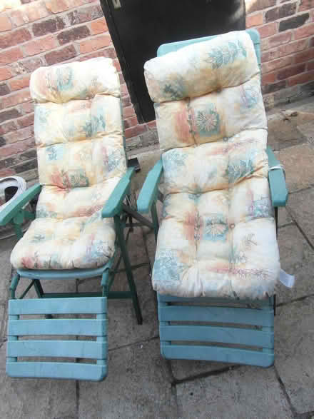 Photo of free Two old loungers with cushions (Waverton CH3) #1