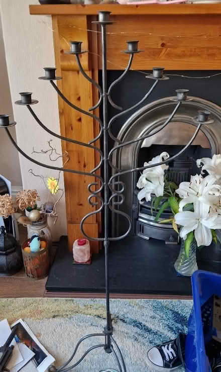 Photo of free Black metal floor standing candle holder (Alvaston DE24) #1
