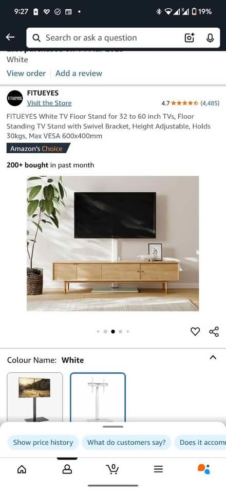 Photo of free FITUEYES White TV Floor Stand (Notting Hill) #3