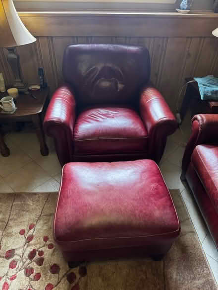 Photo of free Burgundy Leather Couch set (Montvale, NJ) #2