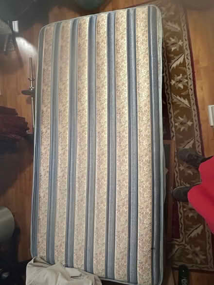Photo of free Twin mattress with metal bed frame (Cortland) #1