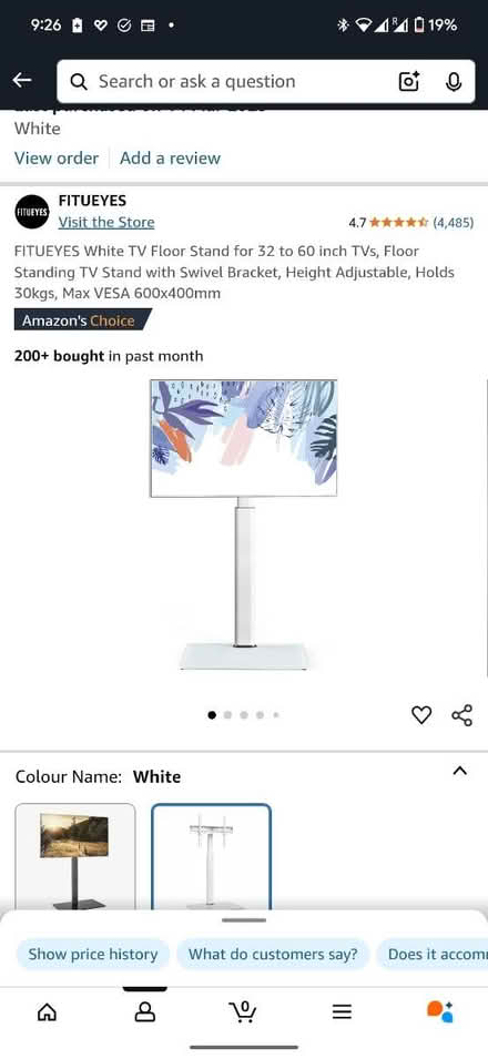 Photo of free FITUEYES White TV Floor Stand (Notting Hill) #2