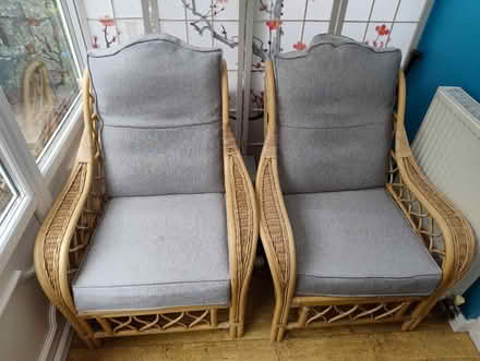Photo of free Wicker 2 chairs + 2 seater (S8 woodseats Sheffield) #2