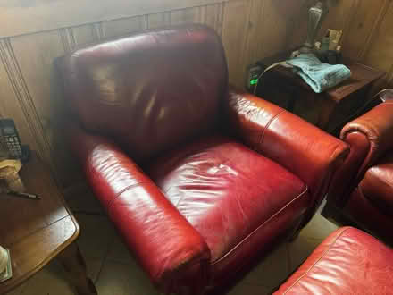 Photo of free Burgundy Leather Couch set (Montvale, NJ) #3