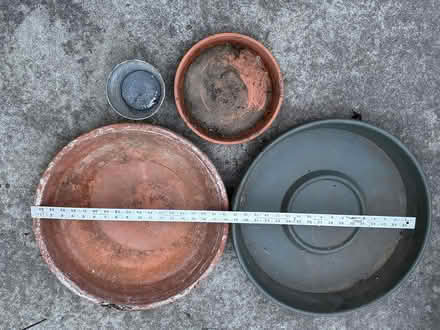 Photo of free 3 plant saucers (two 18" wide) (Mary and Homestead, Sunnyvale) #1