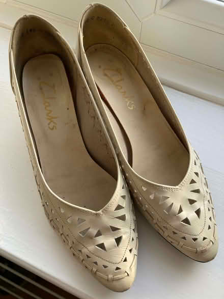 Photo of free Clarks leather court shoes size 4 1/2 (Spacey Houses HG3) #1