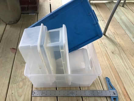 Photo of free Small plastic storage bins (Brightwood, Washington D) #1