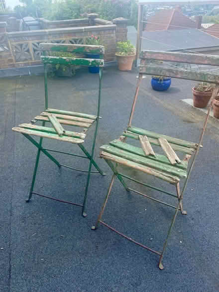 Photo of free 2 Antique French bistro garden chairs, need repairing (Bevendean BN2) #1