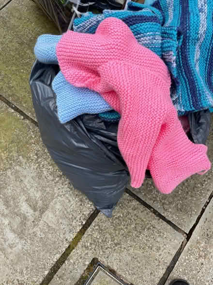 Photo of free Black bag full of knitted panels (CO16) #1