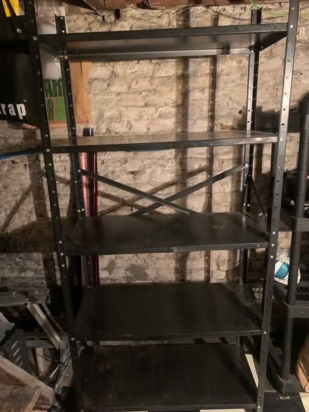 Photo of free Black metal storage shelves (W12) #1