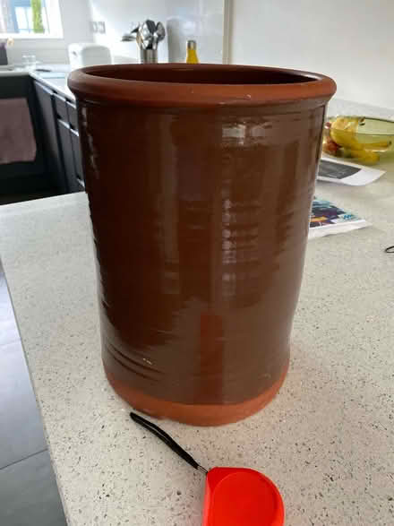 Photo of free Tall glazed terracotta pot (West Didsbury Manchester M20) #1