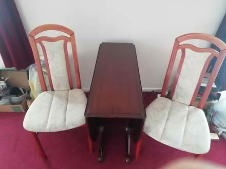 Photo of free Drop-leaf dining table and 2 chairs (Warminster) #1
