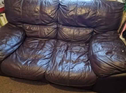 Photo of free Brown leather 2 seater sofa (Cold Ash RG18) #1