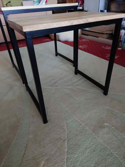 Photo of free Pair of metal & mango wood side tables (Clerwood EH12) #4