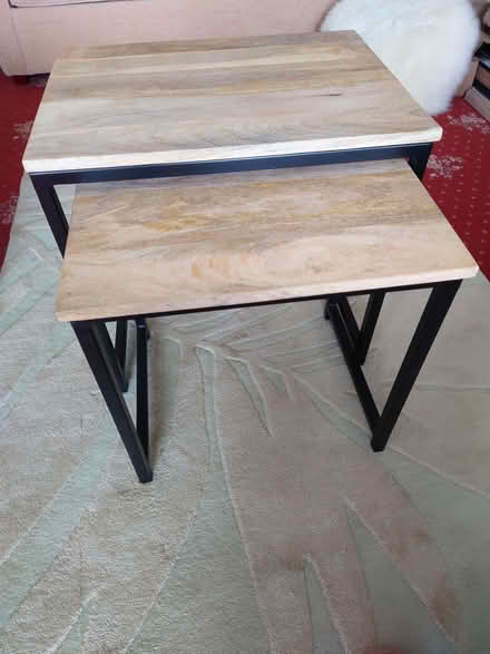 Photo of free Pair of metal & mango wood side tables (Clerwood EH12) #1