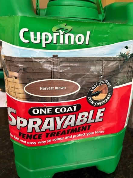 Photo of free Cuprinol one coat fence treatment brown (Hook SO31) #1