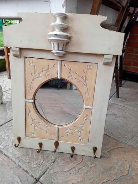 Photo of free Rustic mirror with hooks (Buriton GU31) #1