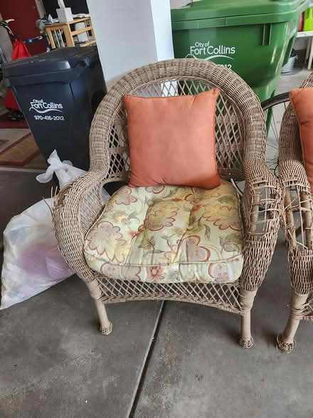 Photo of free 2 patio chairs with cushions (southeast Fort Collins) #3