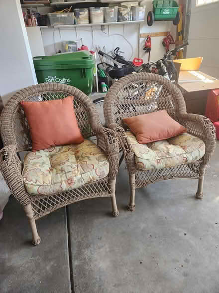 Photo of free 2 patio chairs with cushions (southeast Fort Collins) #2
