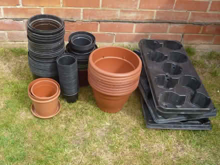 Photo of free Assorted plastic flower pots and trays (Northcourt OX14) #1