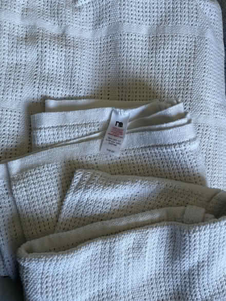 Photo of free 2 white baby blanket (Hatch Warren RG22) #1