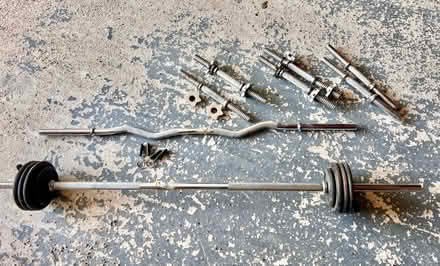 Photo of free Weight stand, plates and bars (Hersham KT12) #2