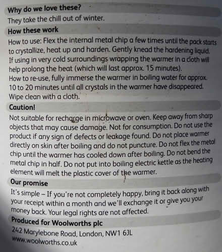 Photo of free Woolworths hand warmers (Southport PR8) #2