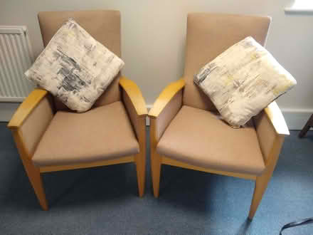 Photo of free Pair beige Parker Knoll high backed chairs (Top Amersham HP6) #1