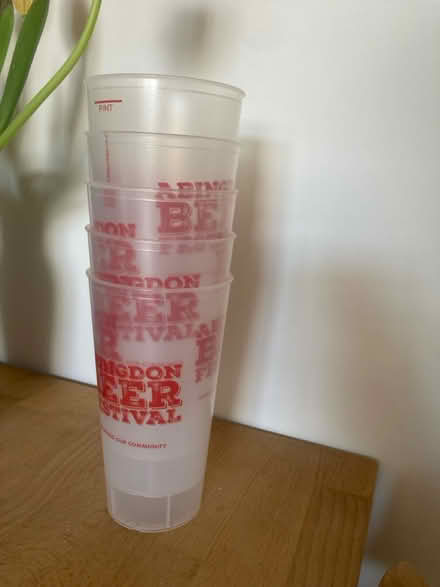 Photo of free Five plastic pint glasses (Abingdon) #1