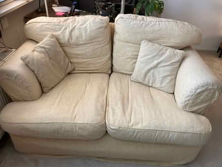 Photo of free Pale yellow 2 seater sofa (Staines. TW18) #1