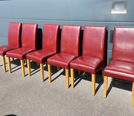 Photo of free 6 oak leather dining chairs (Moortown LS17) #2