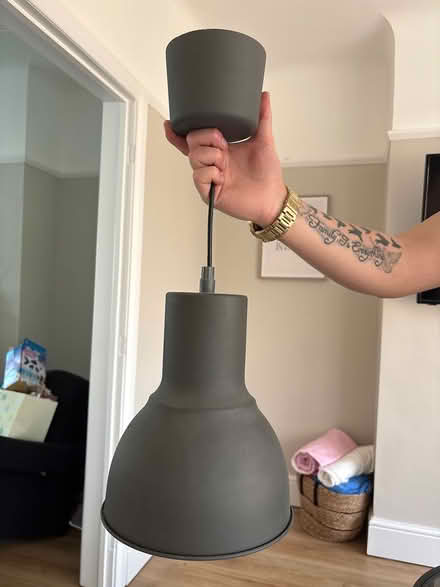 Photo of free Grey lampshade and pendant (Ellesmere port) #1