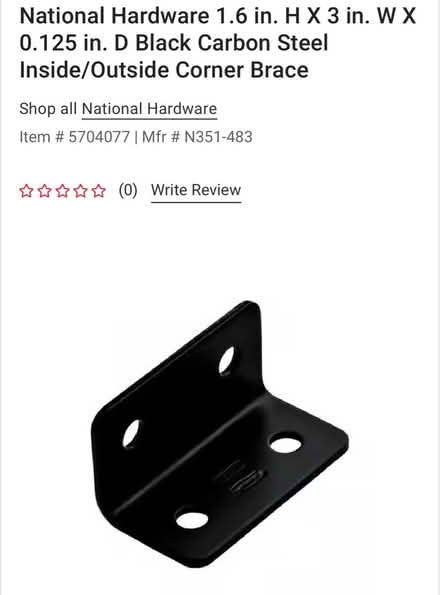 Photo of 90° Angle Corner Brace (Redwood City) #1