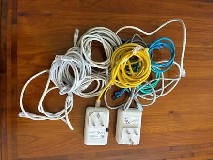 Photo of free Assorted computer cables, Ethernet power plugs x2 (Spacey Houses HG3) #1