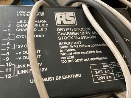 Photo of free 12/6V dryfit charger (Westcotes LE3) #2