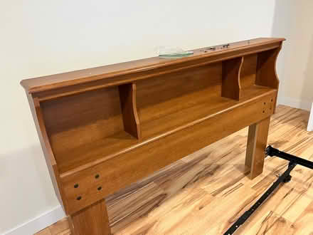 Photo of free Queen bed frame, headboard and box (Lyons) #1
