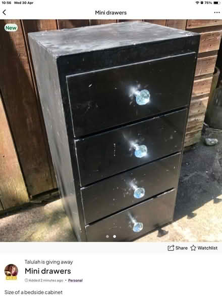 Photo of free Bedside / mini drawers (Queen's Park BN2) #1