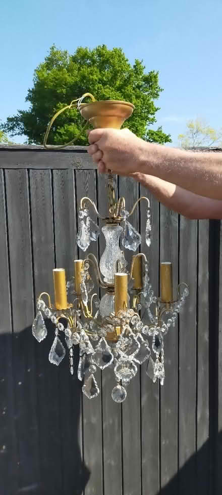 Photo of free Gold and glass chandelier (Wickford SS12) #1