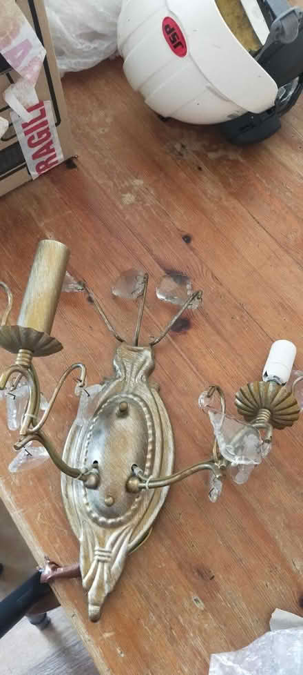 Photo of free Gold and glass chandelier (Wickford SS12) #2
