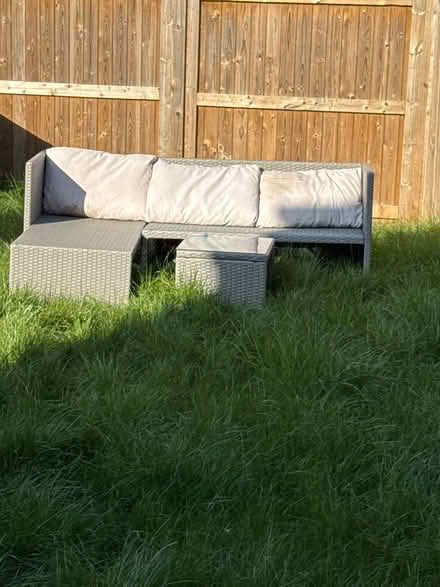 Photo of free Grey garden table and seat (Cranfield MK43) #1