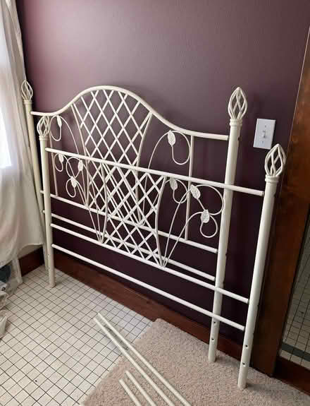 Photo of free White metal bed frame - Full size (inner N/NE Portland) #2