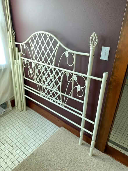 Photo of free White metal bed frame - Full size (inner N/NE Portland) #1
