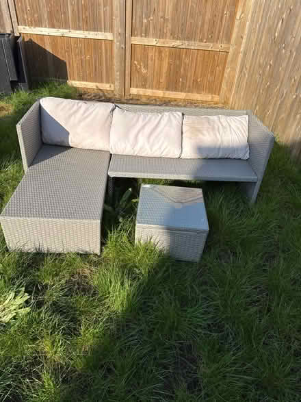 Photo of free Grey garden table and seat (Cranfield MK43) #2