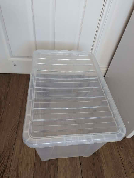Photo of free Crystal Storage Box 80L. Edge of lid broken (St Stephens AL1) #1
