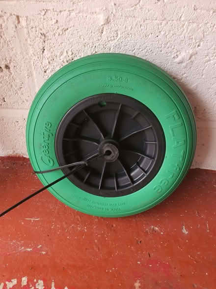 Photo of free Wheelbarrow wheel. Flat free, size 3.50-8 (Largs KA30) #1